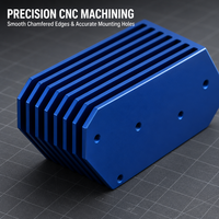 Heatsink Aluminium Biru Kustom, Sirip Pendingin Ekstrusi, Radiator untuk Inverter Elektronik, Amplifier LED, Modul Daya