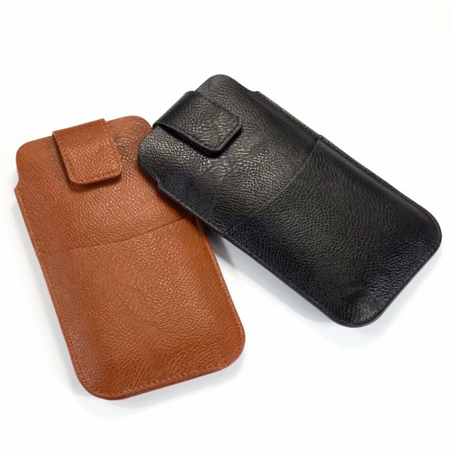Soft PU Leather Universal Phone Belt Holder Carry-on Cell Phone Pouch Card Slot Mobile Phone Bag Pouch for iphone 14 Pro