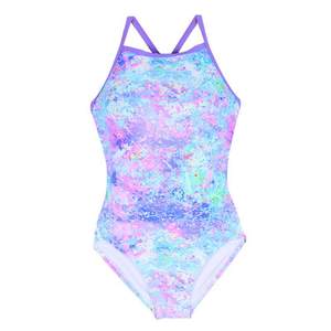 UV50 + 3D 프린팅 효과 다채로운 PBT 100% 폴리에스터 우수한 염소 저항 기능 훈련 대회 수영복 - Product Image 3