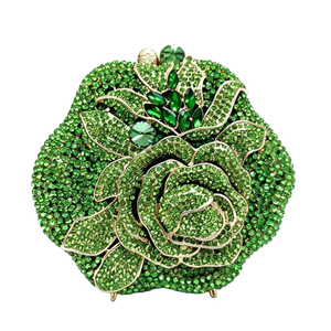 Sac de soirée pour femme, charmant, à fleurs, avec strass, pochette à cristaux étincelants, sac romantique pour rendez-vous et réunions - Product Image 5