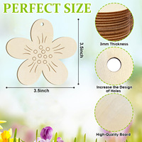 Ornements floraux en bois à peindre, découpes décoratives de Pâques et de printemps, disques en bois vierges non finis, taille personnalisée, pour loisirs créatifs DIY