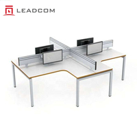 LEADCOM LS-419 Poste de travail modulaire moderne pour 4 personnes, bureau commercial à cloisonnement à 90 degrés, bureau de travail ouvert pour personnel