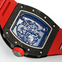 Montre de plongée sportive pour homme de haute qualité avec réserve de marche, verre saphir, boîtier en fibre durable, automatique, squelette, RM055, montre mécanique pour homme