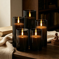 Bougie décorative LED électronique à piles avec télécommande, impression personnalisée, forme pilier en acrylique, simulation de flamme vacillante