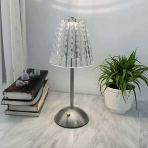 Lampe de table LED portable en cristal rechargeable - Contrôle tactile, 3 températures de couleur, lumière de nuit à intensité variable pour chevet, lecture - Product Image 1