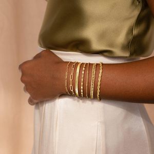 Đồ trang sức bằng đồng thau tốt bảy lớp kẹp giấy + rắn + dây xoắn + Cuban + Vòng mảnh Chuỗi liên kết Bộ vòng đeo tay bằng đồng - Product Image 2