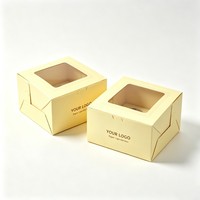 Boîte à gâteau jaune en gros, boîte cadeau, boîte à cupcakes blanche, boîte d'emballage pour cupcakes avec couvercle transparent en PVC