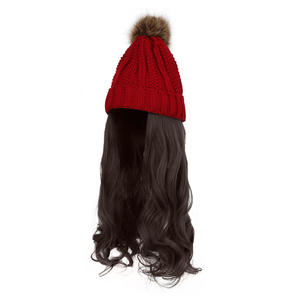 富克斯拉绳波浪棕色假发帽子标志网眼冬季棒球上衣长帽冬季女孩假发 - Product Image 1