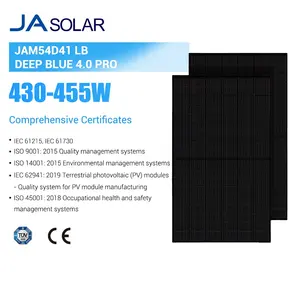 Painel solar Ja tipo N 430W 435W 440W 445W 450W 455W Painéis solares mono bifaciais com vidro duplo todos pretos pannelli fotovoltaicos