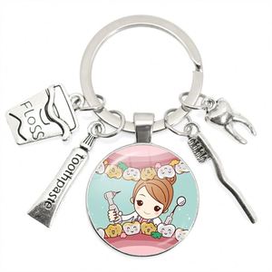 Wholesale Custom Promotional <b>Gift</b> Glass Dentist Keychain Toothbrush Toothpaste Teeth Dentist Alloy Metal Key Chains Accessories - Product Image 4