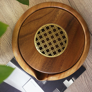 Black Walnut <b>Tea</b> <b>Tray</b> Round Detachable Design Single Person Teapot Holder Office Chinese Style Storage <b>Tray</b> - Product Image 2