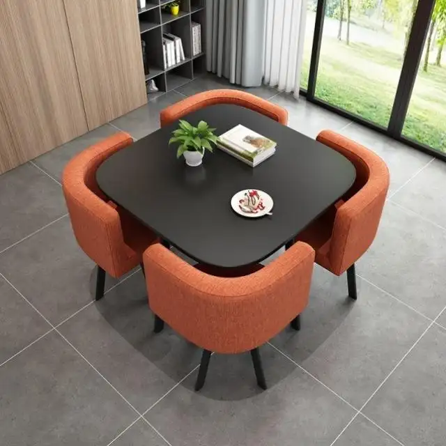 Modern Luxury Hot Sale Saving Place Coffee Table Sets Leisure Round Dining Tables And 4 Chairs Set