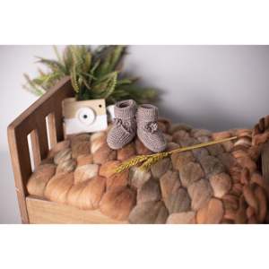 Calcetines de lana tejidos a mano Db, color beige oscuro, para recién nacidos de 0 a 12 meses, hasta el tobillo, calcetines afelpados de invierno para mujer - Product Image 3