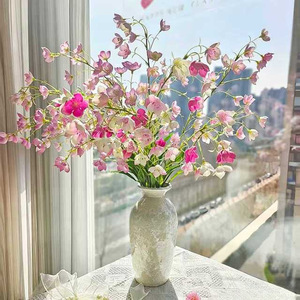 Fleurs artificielles de muguet en polyester, branche unique, rose clair et blanc, arrangement décoratif pour table - Product Image 3