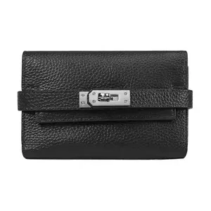 Luxury Designer fashion leather long money clutch purse metal lock belt wallet for women