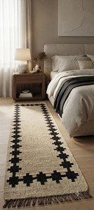 Alfombra de Yute Natural Tejida a Mano para Escaleras, Diseño Geométrico Negro, Estilo Rústico Bohemio para Escaleras, Pasillos y Entradas, Decoración para el Hogar - Product Image 6
