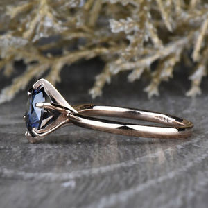 Anillo de Compromiso Solitario de Moissanita Redonda Gris Oscuro de 1ct 1.25ct 2ct con Baño de Oro Rosa para Fiestas Nupciales - Product Image 2