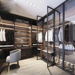 CBMmart Custom Luxury Design Los Angeles Villa Armario de madera contrachapada Luces LED Walk In Closet Armario - Product Image 4