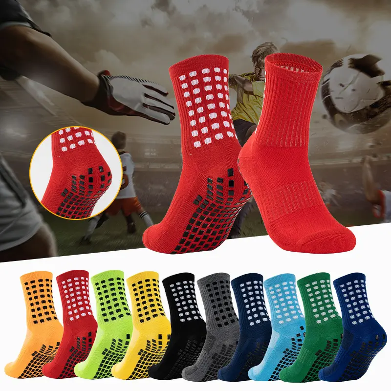 Custom Logo High Quality Grip Athletic Socks Football Anti Slip Grip Soccer Men Sports Socks