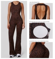Combinaison de sport YNSEA personnalisée une pièce, dos nu, avec fermeture éclair, pantalon évasé, respirante, pour la gym, le fitness et le yoga pour femme