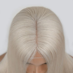 Perruques médicales sans colle en cheveux vierges naturels blond platine, perruques en cheveux humains avec dentelle HD invisible suisse, perruque médicale en silicone - Product Image 3