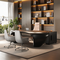 Bureau d'ordinateur modulaire moderne et chaise de bureau combinés, en bois, pour usage commercial