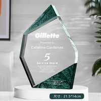 Trophées et récompenses en cristal K9 marbré personnalisés en gros, gravés à la main, en verre, médailles et plaques