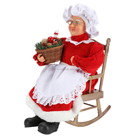 Poupée animée de Mère Noël rouge de 45 cm avec musique électrique, personnalisable, écologique, non toxique, réutilisable, en tissu peluche de Noël, fabriquée en usine