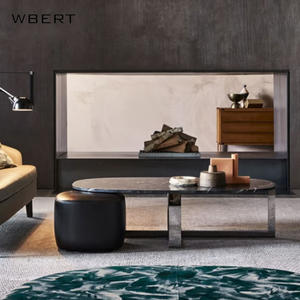 WBERT Combinaison style nordique en marbre de taille simple pour le salon Table basse Genre Table à thé ronde - Product Image 5