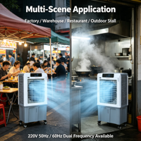 Refroidisseur d'air évaporatif mobile Iwata avec réservoir d'eau de 60L, ventilateur de refroidissement portable à faible bruit pour usage extérieur et garage