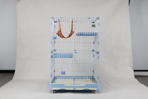 Luxe grand Double chat transporteur Style classique métal bois chien Cages avec motif solide en plastique plateau palette boîte bouton fermeture - Product Image 2