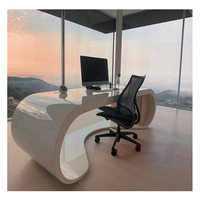 Bureau de bureau de luxe moderne de haute technologie, conception Unique de Table d'ordinateur de patron en pierre artificielle