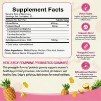 Gummies Probiotiques Féminins Juteux pour Femmes, Gummies à l'Orme Rouge, Complément Probiotique Juteux, Favorise l'Équilibre du pH