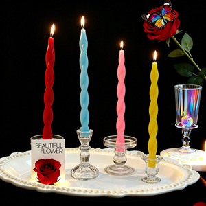 Bougies coniques à motif de fil ondulé, bougies spirales européennes colorées, décoration créative pour Noël, les fêtes et l'ambiance de la maison - Product Image 5
