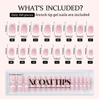 XCOATTIPS Faux ongles réutilisables en gel souple, couvrance totale, French Manucure, Stiletto, Carré, Courts, à presser, pour doigts, vente en gros, pré-conçus
