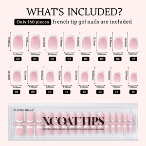XCOATTIPS Faux Ongles Réutilisables en Gros Courts Carrés Couverture Complète French Manucure Gel Doux X Coat Tip Faits à la Main à Coller - Product Image 6