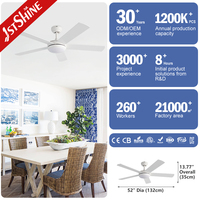 Ventilateur de plafond professionnel 1stshine moderne à économie d'énergie, compatible TUYA Wifi, écologique, 6 vitesses, pour salon et chambre, avec éclairage LED