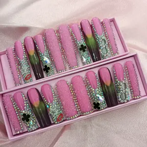 Wholesale Private Label Full Cover Long False Tips Ballerina Coffin Shape Artificial Press on Nails Gel Acrylic Set French OEM