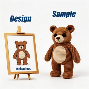 Leehom <span class=keywords><strong>Orsetto</strong></span> <span class=keywords><strong>Amigurumi</strong></span> Marrone Seduto Lavorato a Mano all'Uncinetto, Peluche, Giocattolo Personalizzato OEM, per Baby Shower - Product Image 2