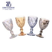 Verres à vin en verre gravés de motifs classiques en diamant, vente en gros, pas cher, 300 ml, gobelet à eau, verrerie en relief, ensemble