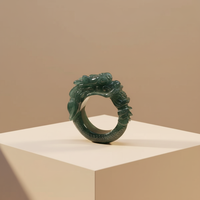 Cincin Jari Uniseks Tiga Dimensi Desain Naga Biru Jadeite Alami Hadiah Mewah dengan Sertifikat Penilaian