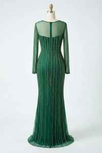 ชุดราตรีแขนยาวประดับลูกปัดด้วยมือ ดีไซน์เนอร์คุณภาพดี สำหรับงานเลี้ยงหรูหรา มีจำหน่ายสำหรับขายส่ง - Product Image 4