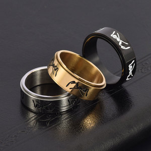 Anelli Minimalisti Personalizzati all'Ingrosso, Gioielli Funky Grandi, Impermeabili, in Acciaio Inossidabile Placcato Oro, Anello Girevole per Donne e Uomini - Product Image 2