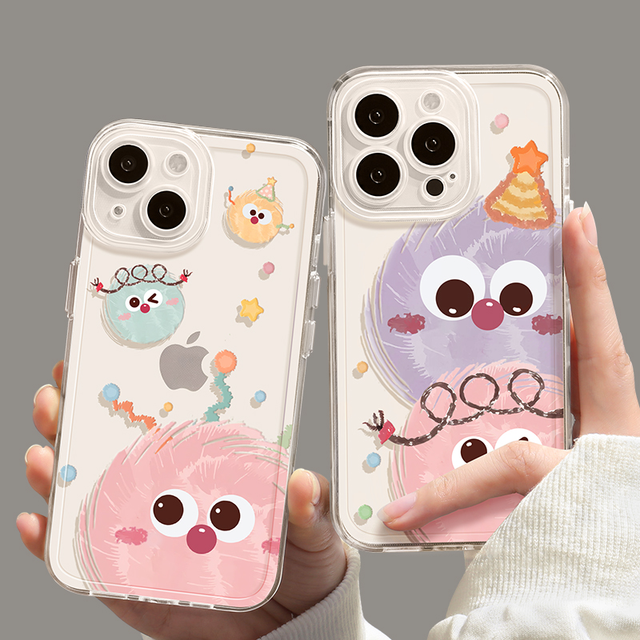 Cute Briquettes Printing Anti-drop Phone Cases for iPhone 15 14 Pro Max 13 12 11 XS XR Shockproof Transparent Back Cover