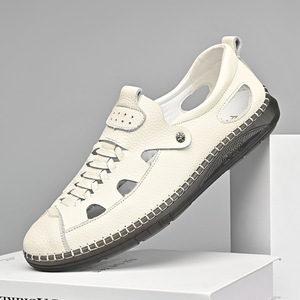 รองเท้าโลฟเฟอร์หนังแบบสวม ระบายอากาศได้ดี สำหรับผู้ชาย รองเท้าลำลองใส่ขับรถ ฤดูร้อน สีขาว สีดำ พื้นนุ่ม - Product Image 1