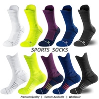 Chaussettes de sport professionnelles Performance Crew pour la course, le basketball, la gym, respirantes, avec coussinets, compression, logo personnalisé, vente en gros