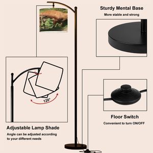 Lampadaire LED Arc élégant avec accent de fourrure de vache Dimmable Tall Standing Lamp Remote & Footswitch Control for Living Room - Product Image 4