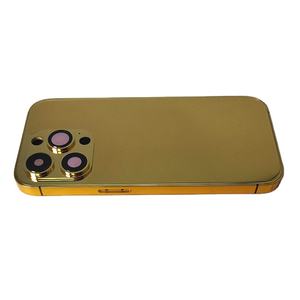 Новый дизайн, индивидуальный логотип 24k, настоящий позолоченный роскошный корпус мобильного телефона для <span class=keywords><strong>iPhone</strong></span> 14 15 - Product Image 3