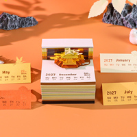 Bloc-notes en papier 3D Montagne Laojun Coucher de soleil doré, Calendrier quotidien 2027, Sculpture lumineuse, Souvenir haut de gamme, Bloc-notes 3D