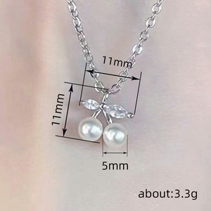 Collana girocollo con ciondolo a forma di ciliegia per donna, design a frutta, gioielli alla moda, regalo per l'uso quotidiano - Product Image 4